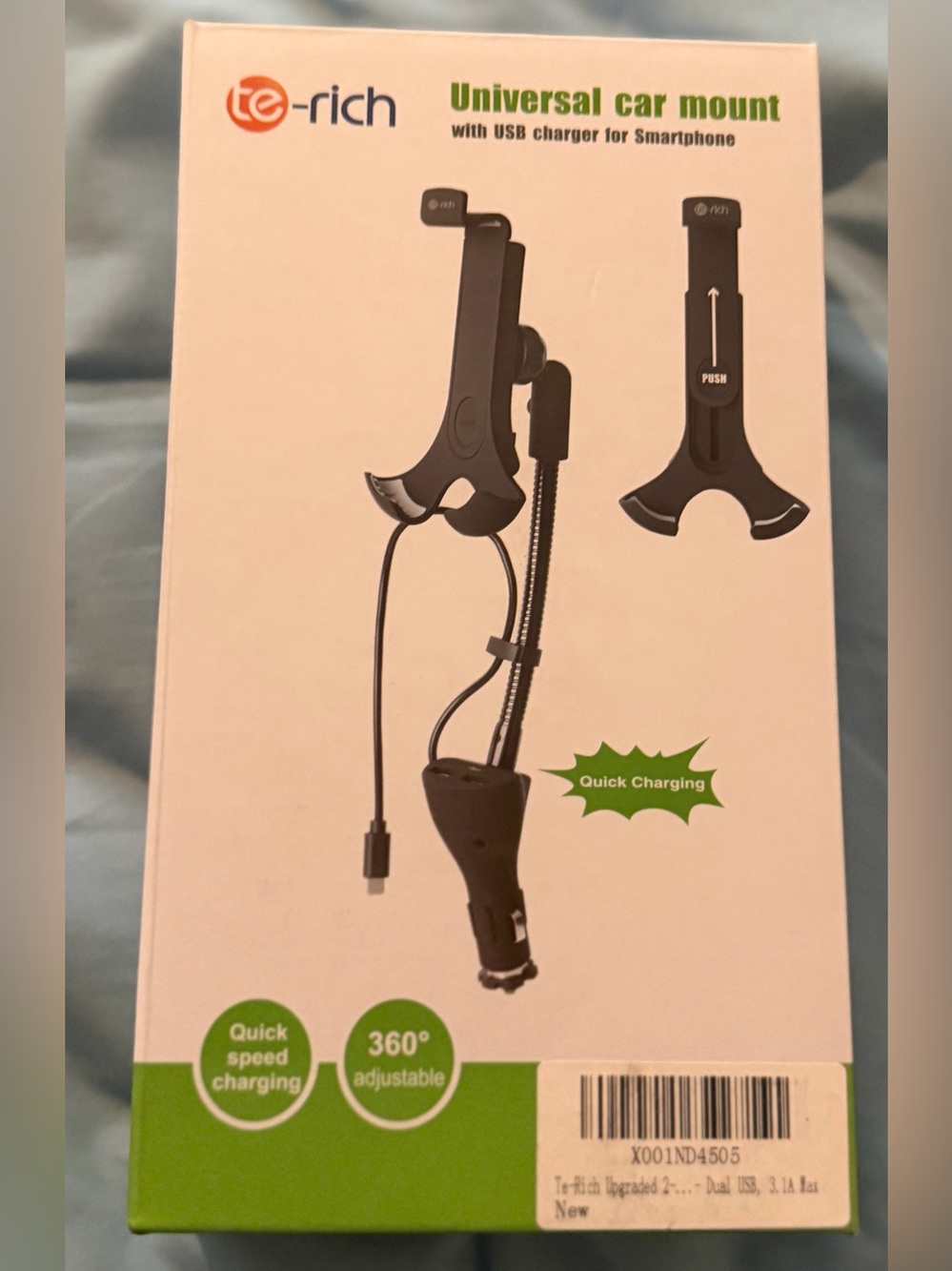 Black Universal Car Mount with USB Charger